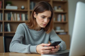 Femme paramétrant les filtres d'appel sur son smartphone pour bloquer l'indicatif pays 212